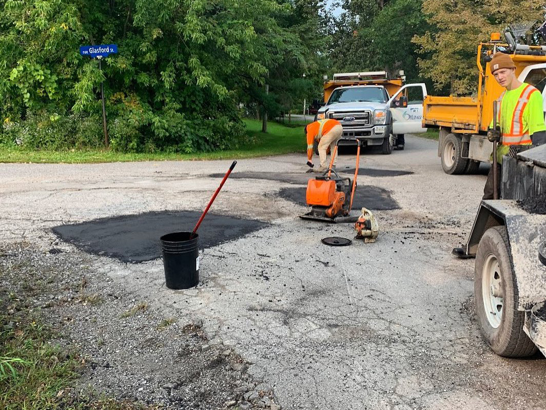 pot hole repairs on a city road